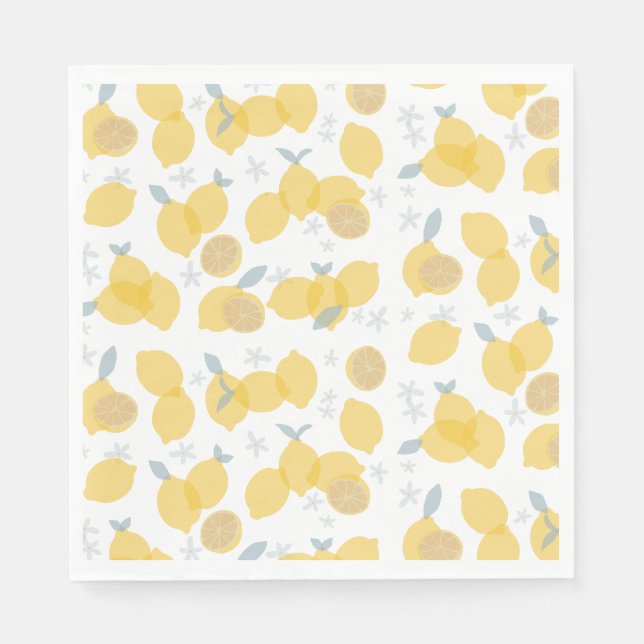 Modern Pastel Citrus Lemons Pattern Napkin (Front)