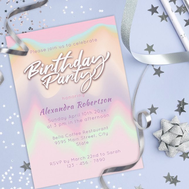 Modern Pastel Colour Blend Birthday Party Custom Invitation (Creator Uploaded)