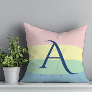 Modern Pastel Colour Block Initial & Custom Name Cushion