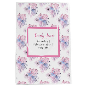 Modern pastel colour pink tropical oh baby shower medium gift bag