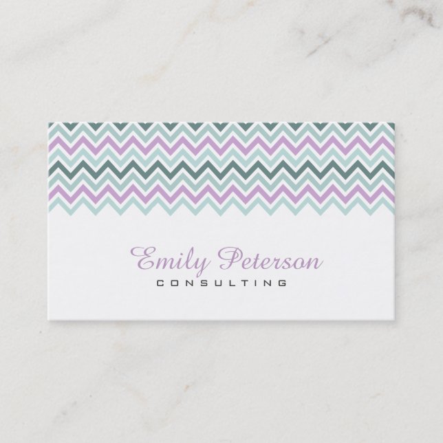 Modern Pastel Colourful Chevron Pattern Business Card (Front)