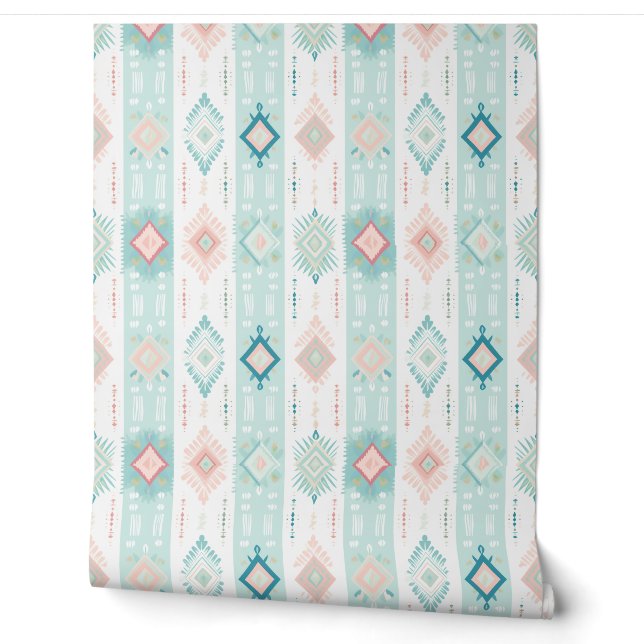 Modern Pastel Colours Boho Print pattern  Wallpaper (Unrolling)