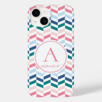 Modern Pastel Colours Geometric Chevron Monogram B