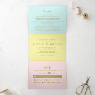 Modern Pastel Colours Wedding Suite Tri-Fold Invitation
