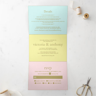 Modern Pastel Colours Wedding Suite Tri-Fold Invitation