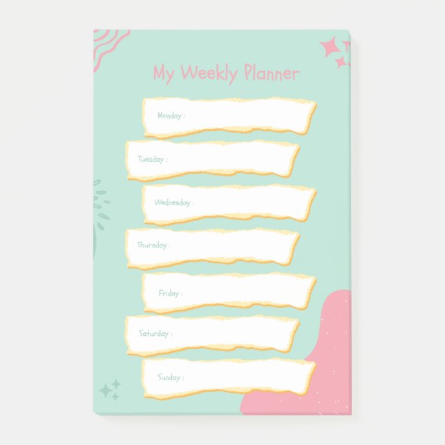 Modern Pastel Colours Weekly Planner Post-it Notes (Front)