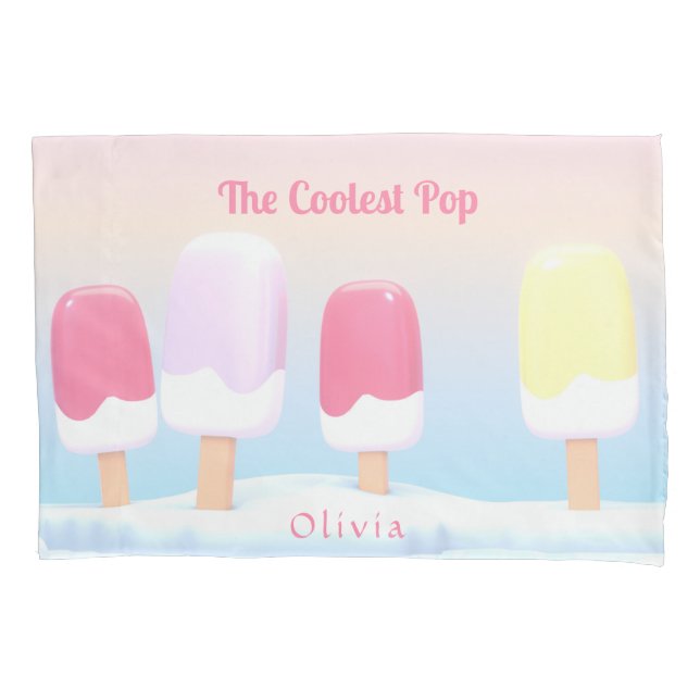 Modern Pastel Coolest Pop Popsicle Personalised Pillowcase (Front)