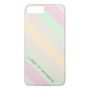 Modern Pastel Diagonal Stripe Personalised Name iPhone 8 Plus/7 Plus Case
