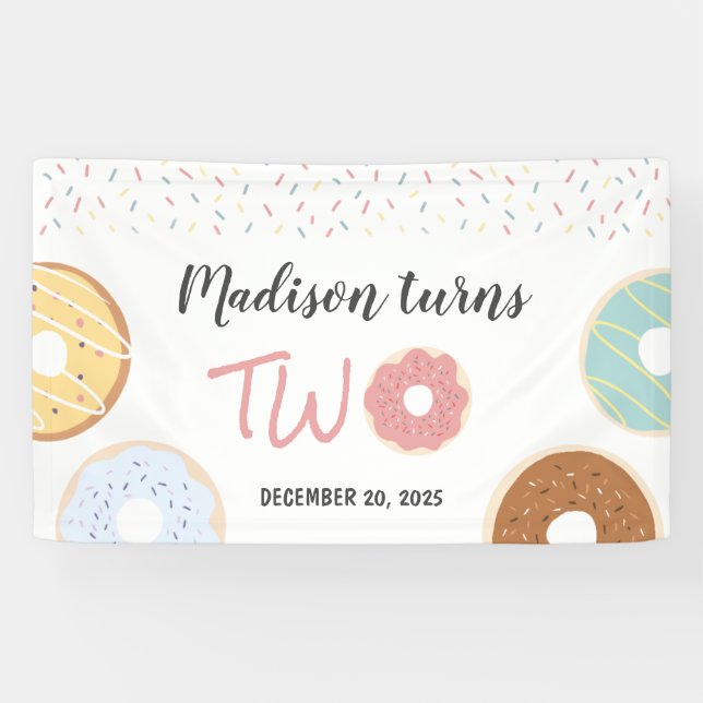 Modern Pastel Doughnuts and Sprinkles Second Birth Banner (Horizontal)