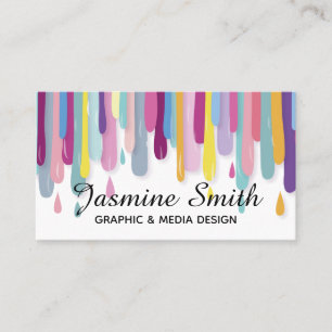 Modern Pastel Dripping Paint Minimalist Business Card
