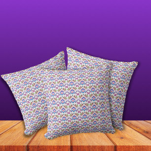 Modern Pastel Ethnic Geometric Diamond Pattern Cushion