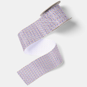 Modern Pastel Ethnic Geometric Diamond Pattern Satin Ribbon