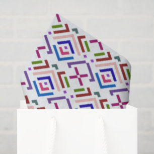 Modern Pastel Ethnic Geometric Diamond Pattern Tissue Paper