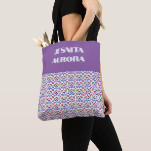 Modern Pastel Ethnic Geometric Diamond Pattern Tote Bag