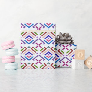 Modern Pastel Ethnic Geometric Diamond Pattern Wrapping Paper