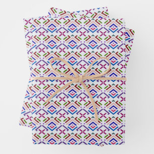 Modern Pastel Ethnic Geometric Diamond Pattern Wrapping Paper Sheet
