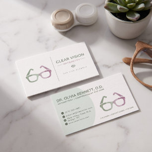 Modern Pastel Eyeglasses Optometrist Business Card