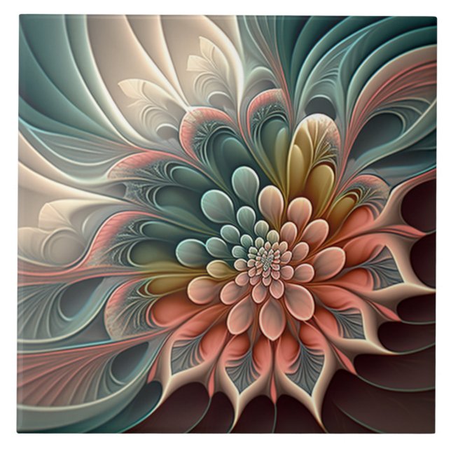 Modern Pastel Fantasy Floral Tile (Front)