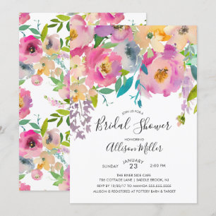 Modern Pastel Floral Bridal Shower Invitation