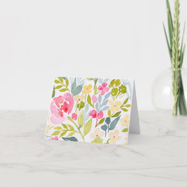 Modern Pastel Floral Design Note Card (Front)