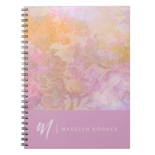 Modern Pastel Floral Pattern Monogram Notebook