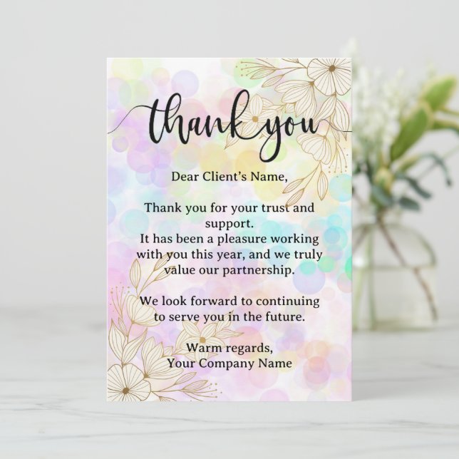 Modern Pastel Floral Small Business Appreciation Thank You Card (Standing Front)