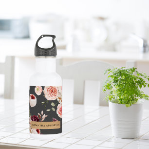 Modern Pastel Flowers & Kraft Personalised Gift 532 Ml Water Bottle