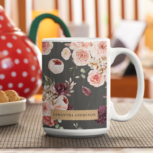 Modern Pastel Flowers & Kraft Personalised Gift Coffee Mug