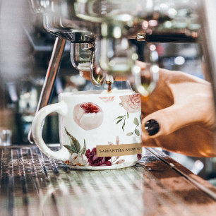 Modern Pastel Flowers & Kraft Personalised Gift Espresso Cup