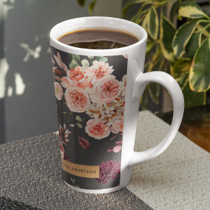 Modern Pastel Flowers & Kraft Personalised Gift Latte Mug