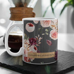 Modern Pastel Flowers & Kraft Personalised Gift Mug