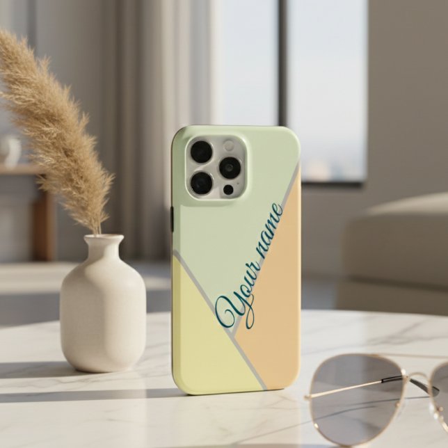 Modern Pastel Geometric Colour Block Custom Name Case-Mate iPhone Case (Creator Uploaded)
