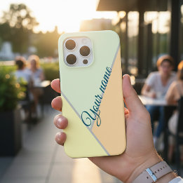 Modern Pastel Geometric Colour Block Custom Name iPhone 15 Pro Max Case