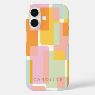 Modern Pastel Geometric Shapes Personalised iPhone 16 Case