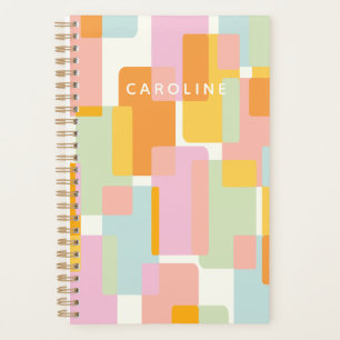 Modern Pastel Geometric Shapes Personalised Name Planner