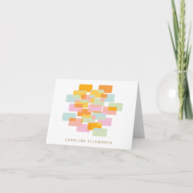 Modern Pastel Geometric Shapes Personalised Note Card (Front)