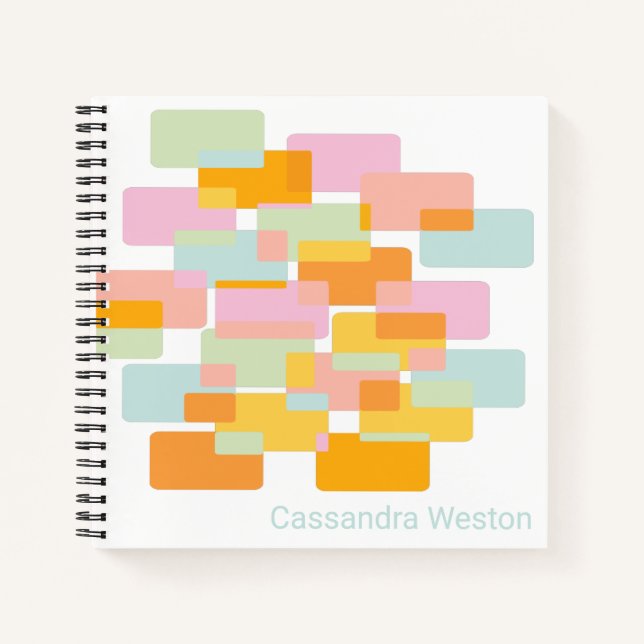 Modern Pastel Geometric Shapes Personalised Notebook (Front)