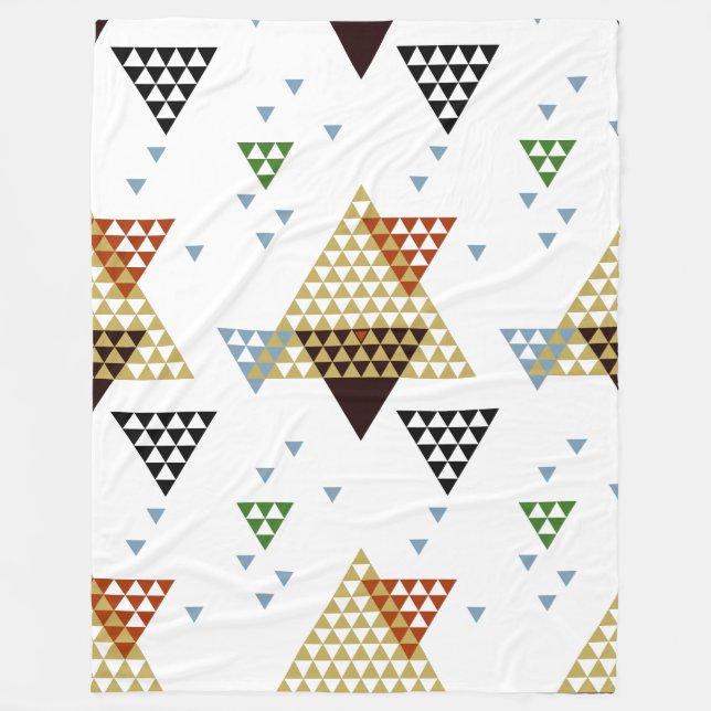 Modern Pastel Geometric Triangles Fleece Blanket (Front)