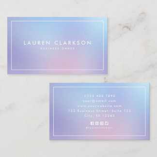 Modern Pastel Gradient Ombre, social media icons Business Card