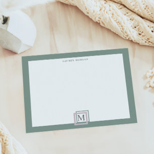 Modern Pastel Green Monogram Personalised Notepad