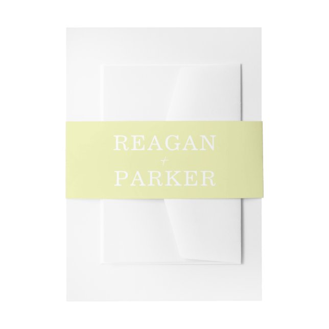 Modern Pastel Green Personalised Wedding Invitation Belly Band (Front Example)