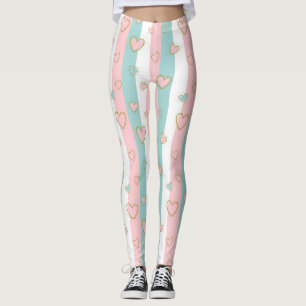 Modern Pastel Hearts with Subtle Gold Highlights Leggings