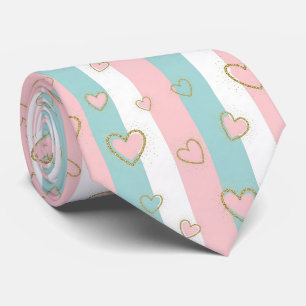 Modern Pastel Hearts with Subtle Gold Highlights Tie