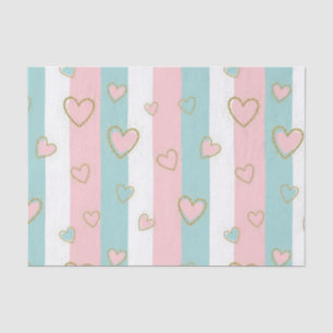 Modern Pastel Hearts with Subtle Gold Highlights Tissue Paper
