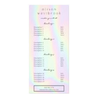 Modern pastel holographic glam salon service menu