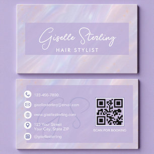 Modern Pastel Holographic Hairdresser Business Card