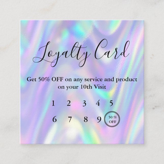 Modern  Pastel Holographic Loyalty Card (Front)