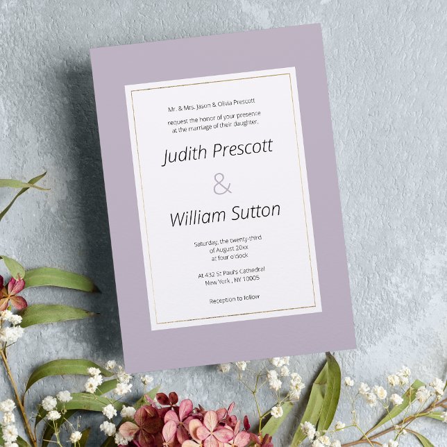Modern pastel lavender minimalist theme Wedding  Invitation (Modern pastel lavender minimalist theme Wedding )