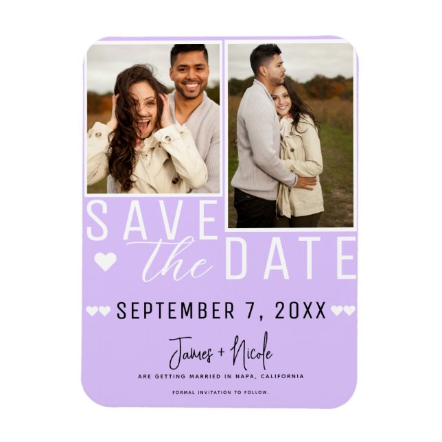 Modern Pastel Lavender Save the Date 2 Photo  Magnet (Vertical)