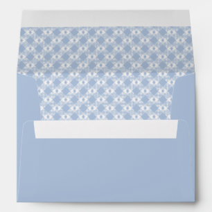 Modern Pastel Light Blue Gingham Plaid Envelope